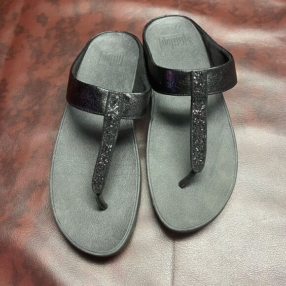 ‎FitFlop black glitter sandals, size 10 - Picture 1 of 11